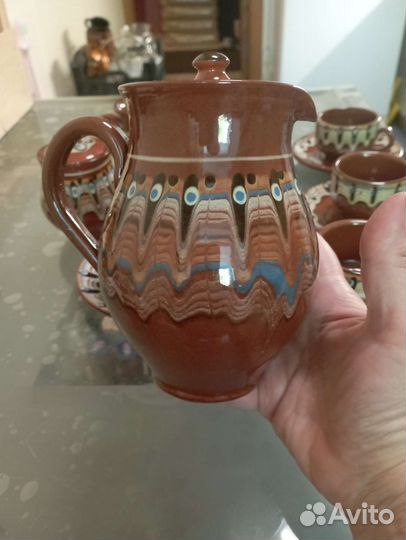 Кофейный чайный сервиз глиняный