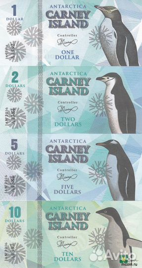 Остров Карней Набор 8 бон 2016 год Пингвины