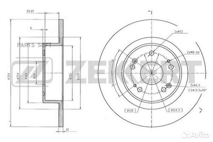 Zekkert BS-6537 Диск тормозной задн. Haval F7 18