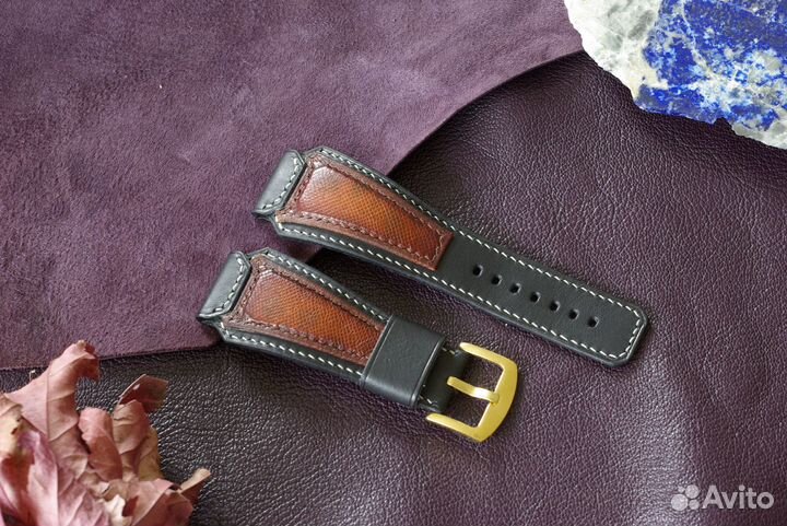 Эксклюзивный кожаный ремешок для часов. Handmade
