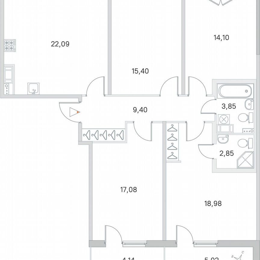 4-к. квартира, 108,3 м², 4/4 эт.