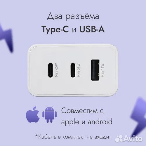 Быстрая зарядка 65w новая