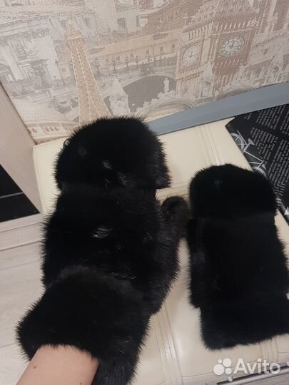 Варежки из меха норки