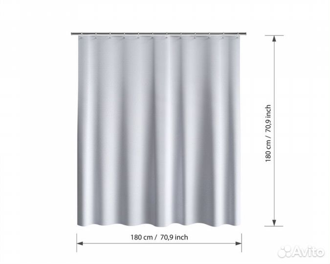 Штора для ванной 1800х1800 мм полиэстер белая
