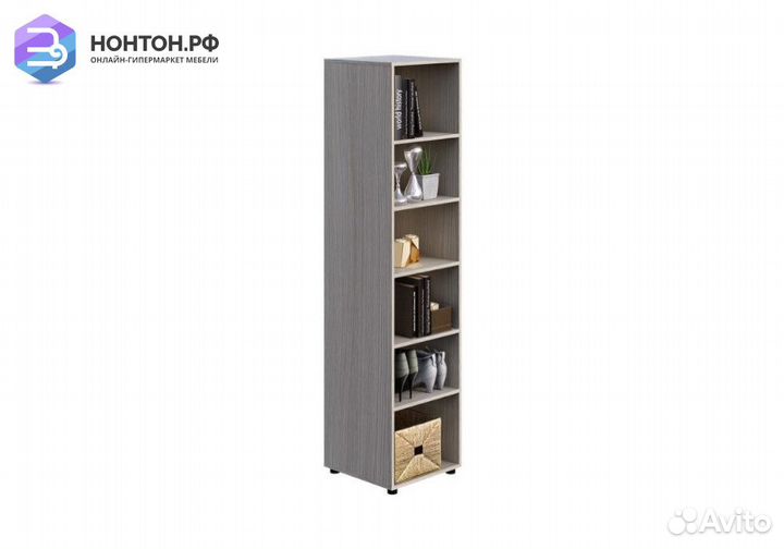 Стеллаж Мийа-3А ясень шимо светлый / белая шагрень