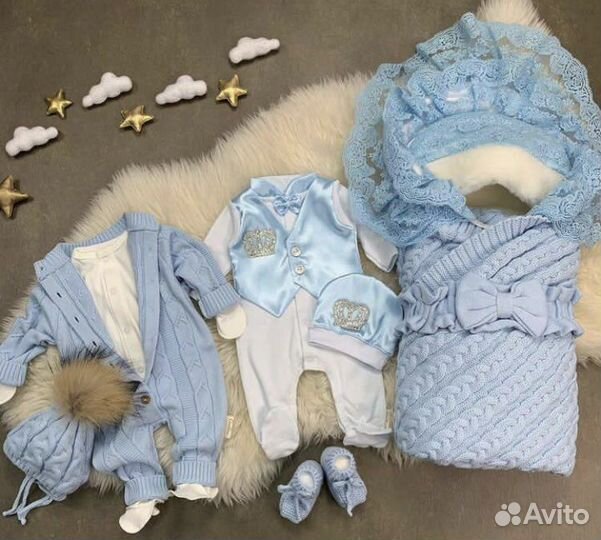 Конверт вязаный на выписку новорожденному