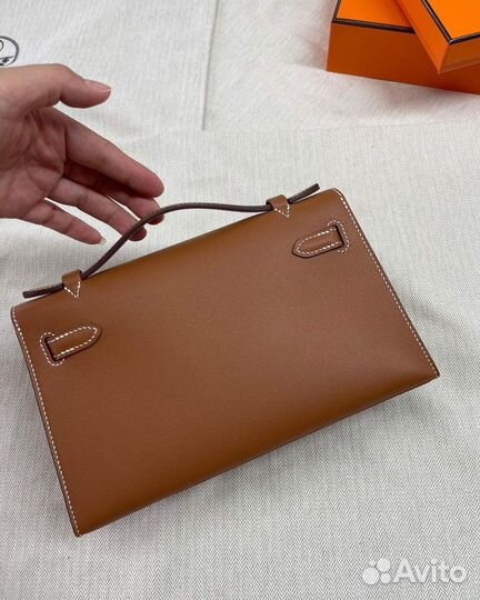 Сумка hermes kelly pochette gold 22cm swift