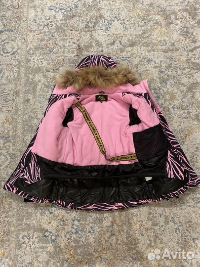 Куртка зимняя для девочки р. 140 Розовая с черным