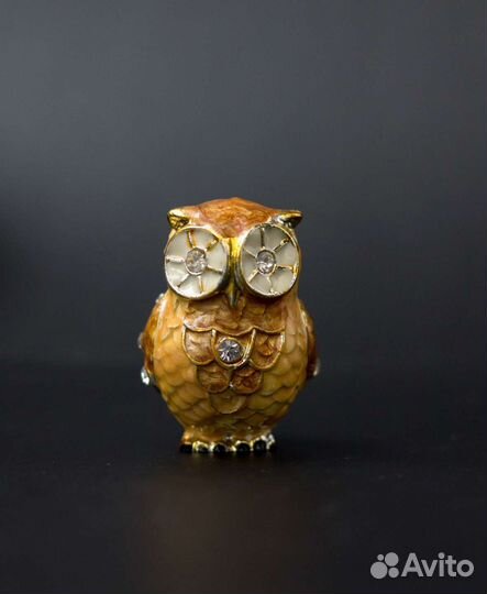 Металлическая Сова статуэтка эмаль кристаллы
