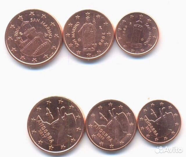Андорра 1,2,5 центов набор монет анц