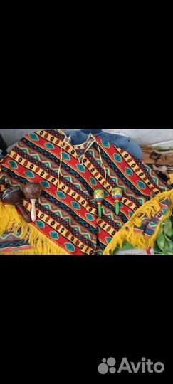 Сомбреро солома и пончо маскарадные