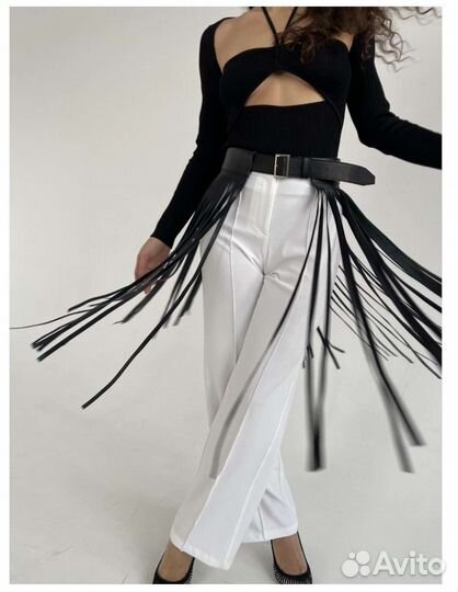 Кожаная бахрома на ремне