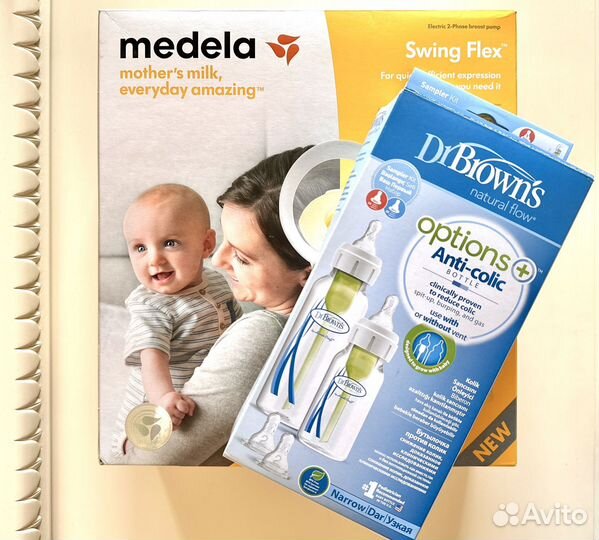 Молокоотсос Medela Swing Flex и Dr.Brown's Options