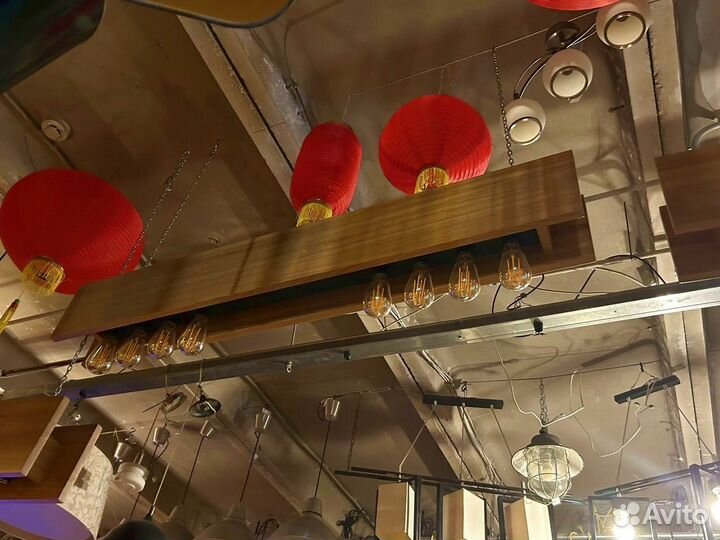 Светильник подвесной деревянный лофт