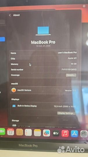 M1 1 TB 2022 16GB M1 Macbook Pro 13 2020 M1 Чек