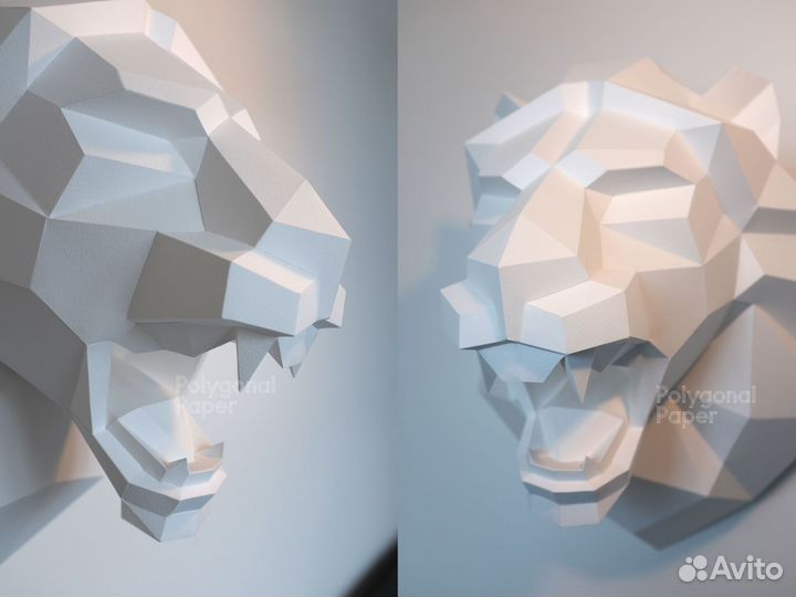 Объёмная фигура из бумаги - голова льва