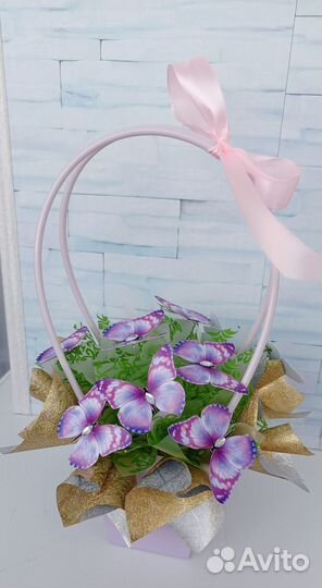 Букеты из бабочек светящиеся, со стразами