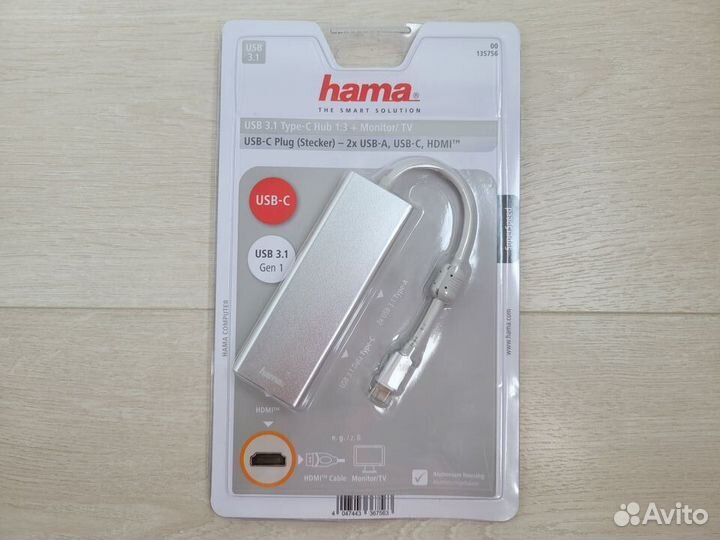 Концентратор usb 3.1 type-c Hub 1:3 + Monitor/TV H