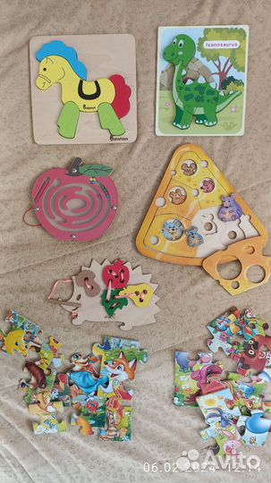 Деревянные пазлы пакетом