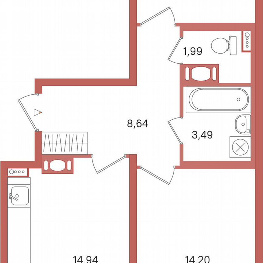 2-к. квартира, 57,2 м², 7/11 эт.