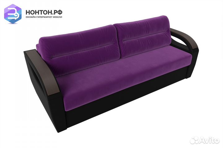 Диван еврокнижка Форсайт микровельвет фиолетовый