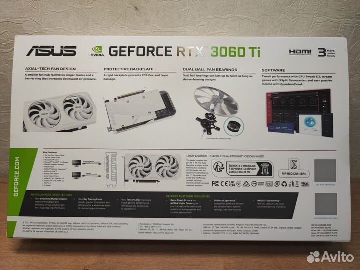 Видеокарта asus nvidia GeForce RTX 3060 Ti 8Gb