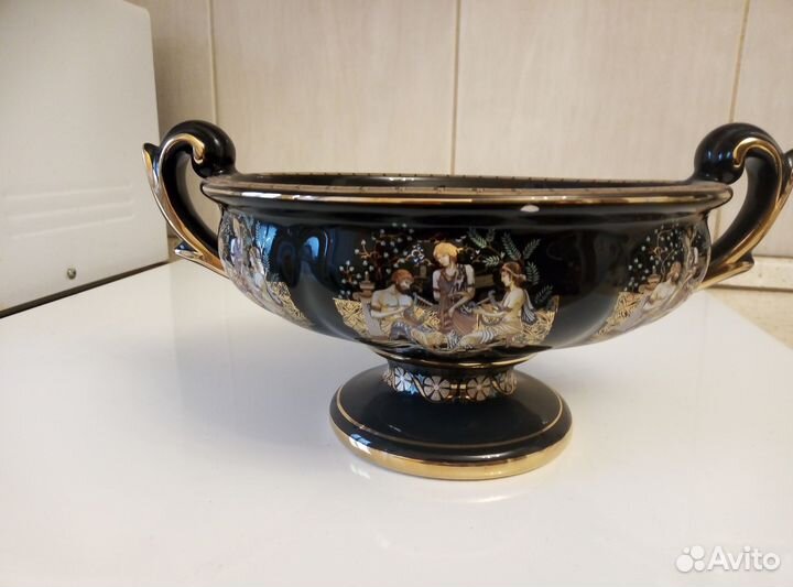 Ваза фруктовница кобальт