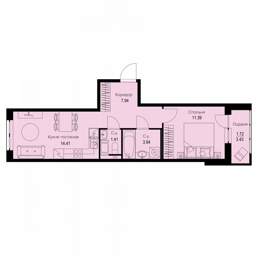 1-к. квартира, 40,8 м², 3/9 эт.
