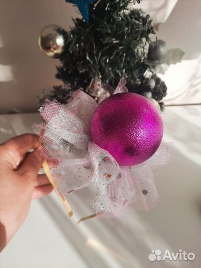 Новогодний ободок бусинка, единорожка