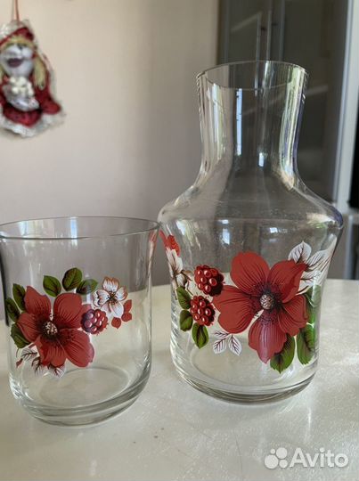 Кувшин, фужеры цветное стекло