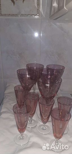 Фужеры марганцевое стекло СССР