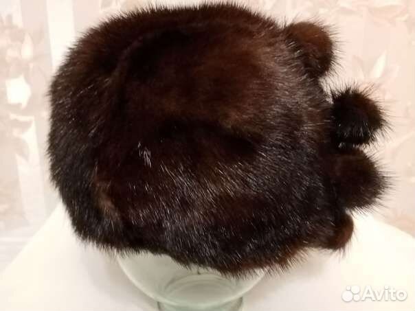 Шапка норковая женская с бамбошками сбоку, 56р-р