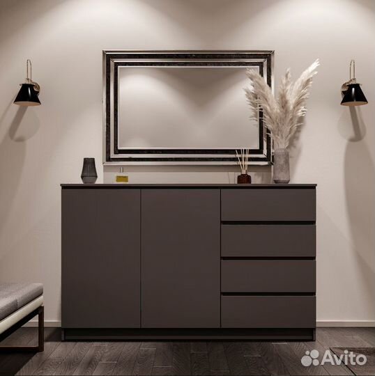 Комод (99х160х40) км 1600.1 белый (графит)