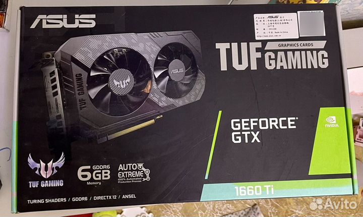 Asus TUF gaming geforce GTX 1660TI 6гб видеокарта