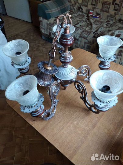 Люстра СССР латунь дерево