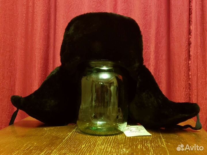 Новая военная шапка-ушанка мех кожа натуральная