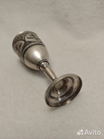 Рюмка под вино, серебро 875 пробы, чернь