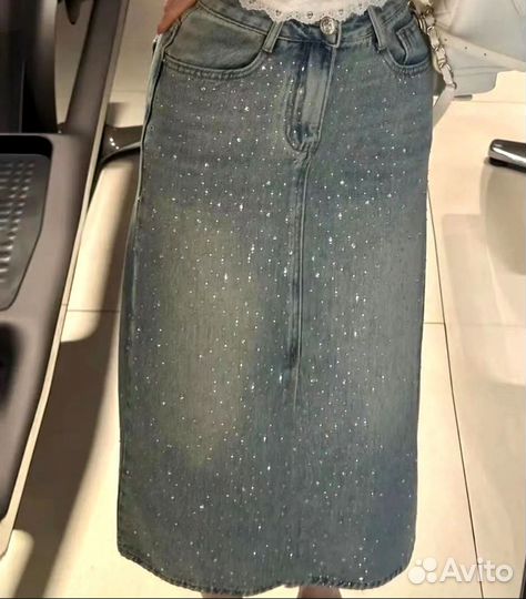 Юбка джинсовая со стразами 40-42