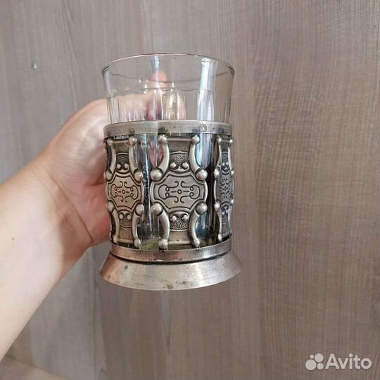 Подстаканник с граненым стаканом СССР