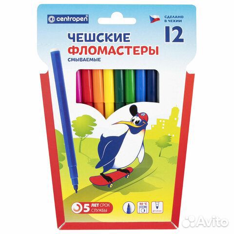 Фломастеры 12 цветов centropen 