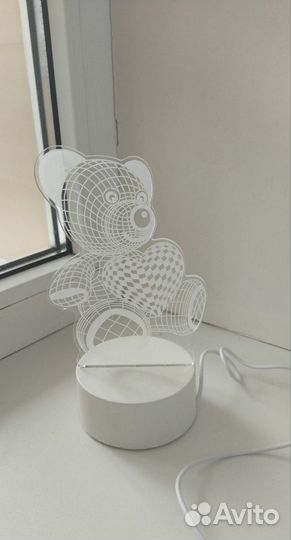 3D ночник мишка