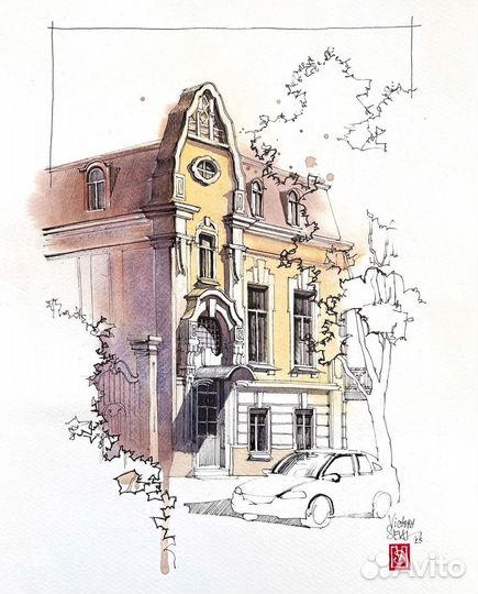 Авторский постер А3 Дом в стиле модерн