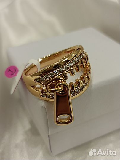 Кольцо покрытие золото фианиты 17 18 19 20 размеры