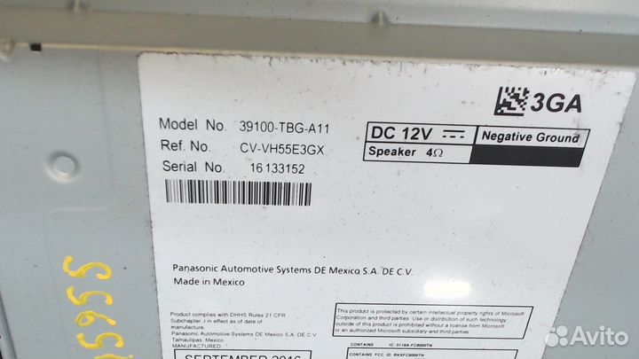 Магнитола Honda Civic 2015, 2017