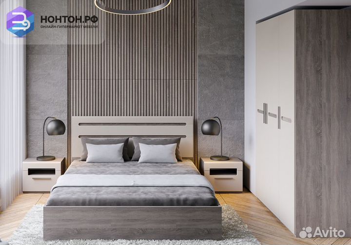 Спальный гарнитур Фьюжн №3 дуб сонома трюфель / бе