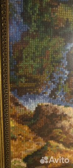 Вышивка крестом. Готовая картина. Водопад