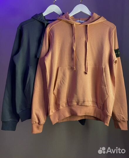 Худи Stone Island серый розовый