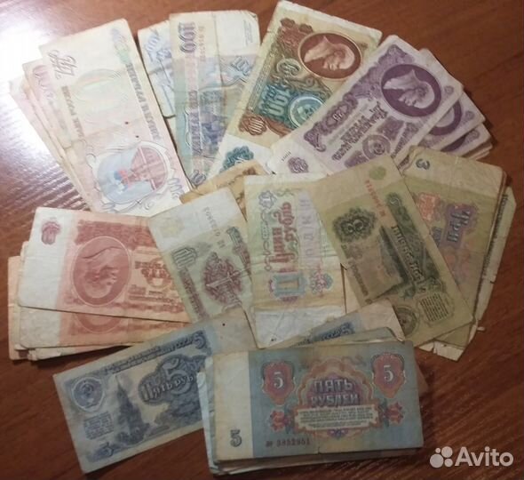Банкноты СССР, РФ, Азербайджан, Казахстан, Крым