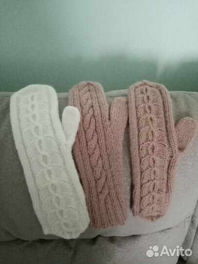 Варежки вязаные ручной работы