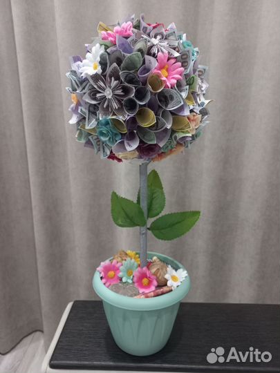 Топиарий денежное дерево, парящая чашка